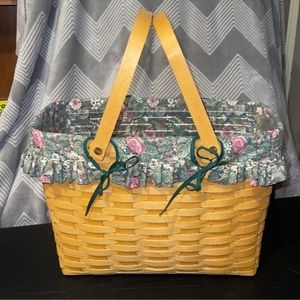 1999 Longaberger Magazine Basket w/Protector & Liner
